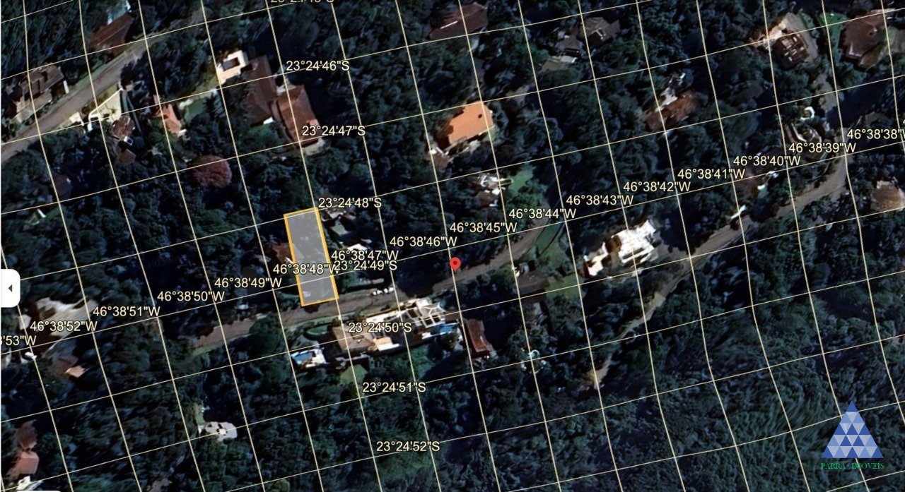 Vista aerea com longitude e latitude do terreno