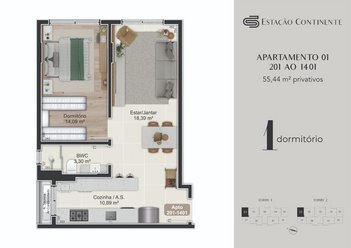 apartment em Eugênio Raulino Koerich, Campinas - São José - SC