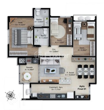 apartment em Rua São Cristóvão, Barreiros - São José - SC