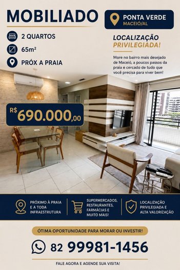 apartment em Rua José Freire Moura, Ponta Verde - Maceió - AL
