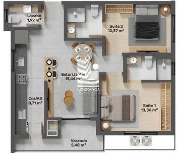 apartment em Rua Jaú Guedes da Fonseca, Coqueiros - Florianópolis - SC