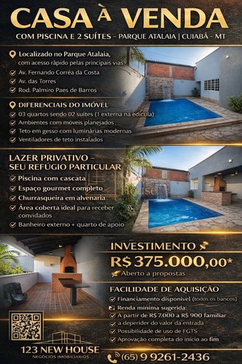 house em Rua Um, Parque Atalaia - Cuiabá - MT