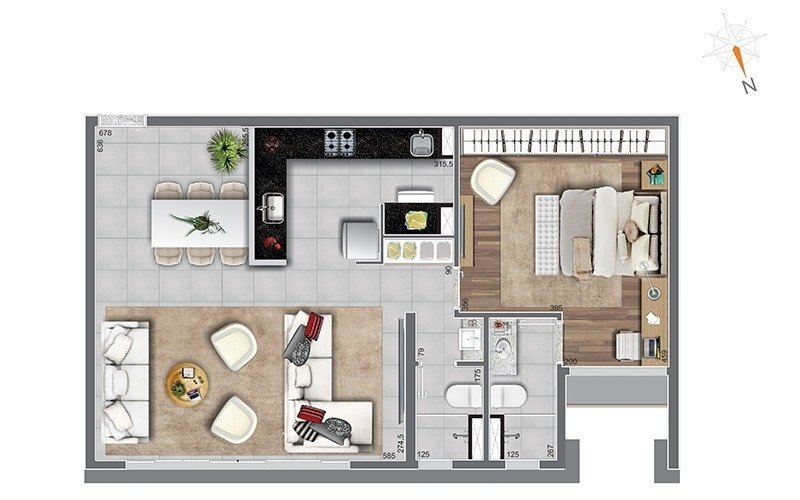 Apartamento-Tipo-1-Quarto-_-Area-7116-m²-_-.Suite-_-.Sala-estendida-_-