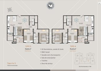 apartment em Rua XV de Novembro, Centro - São Ludgero - SC