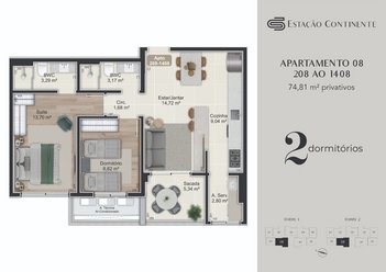 apartment em Eugênio Raulino Koerich, Campinas - São José - SC