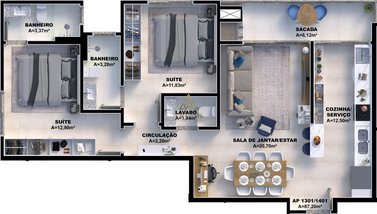 apartment em Rua do Bunganvília, Pedra Branca - Palhoça - SC