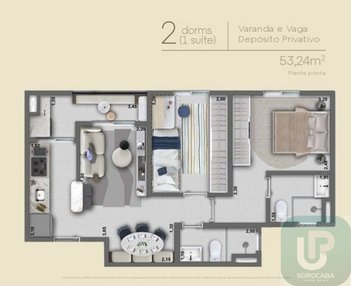 apartment em Rua Pedro Escames Filho, Jardim Residencial Colinas do Sol - Sorocaba - SP