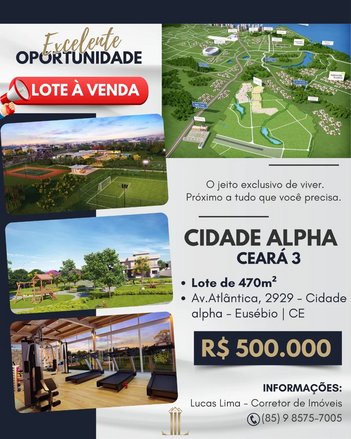 land_lot em Avenida Atlântica, Cidade Alpha - Eusébio - CE