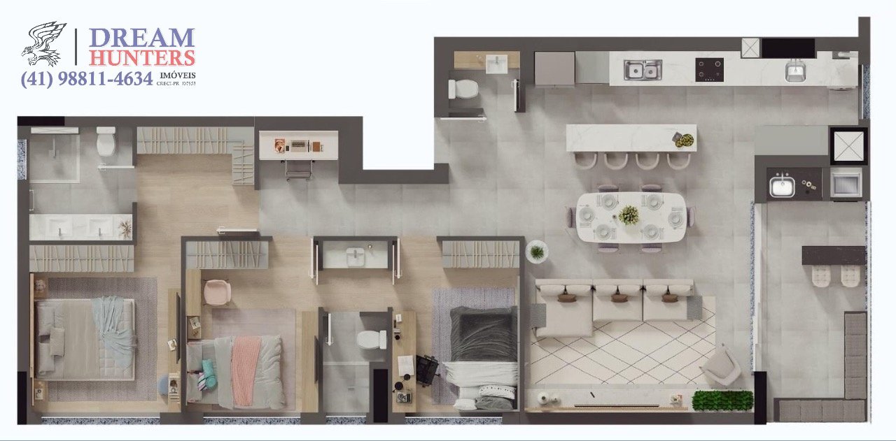 Planta 02 - 3 dorm 128 45m²