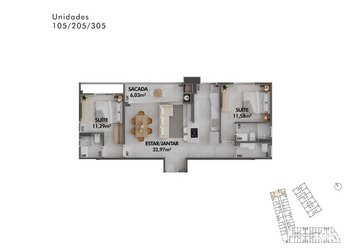 apartment em Leonel Pereira, Cachoeira do Bom Jesus - Florianópolis - SC