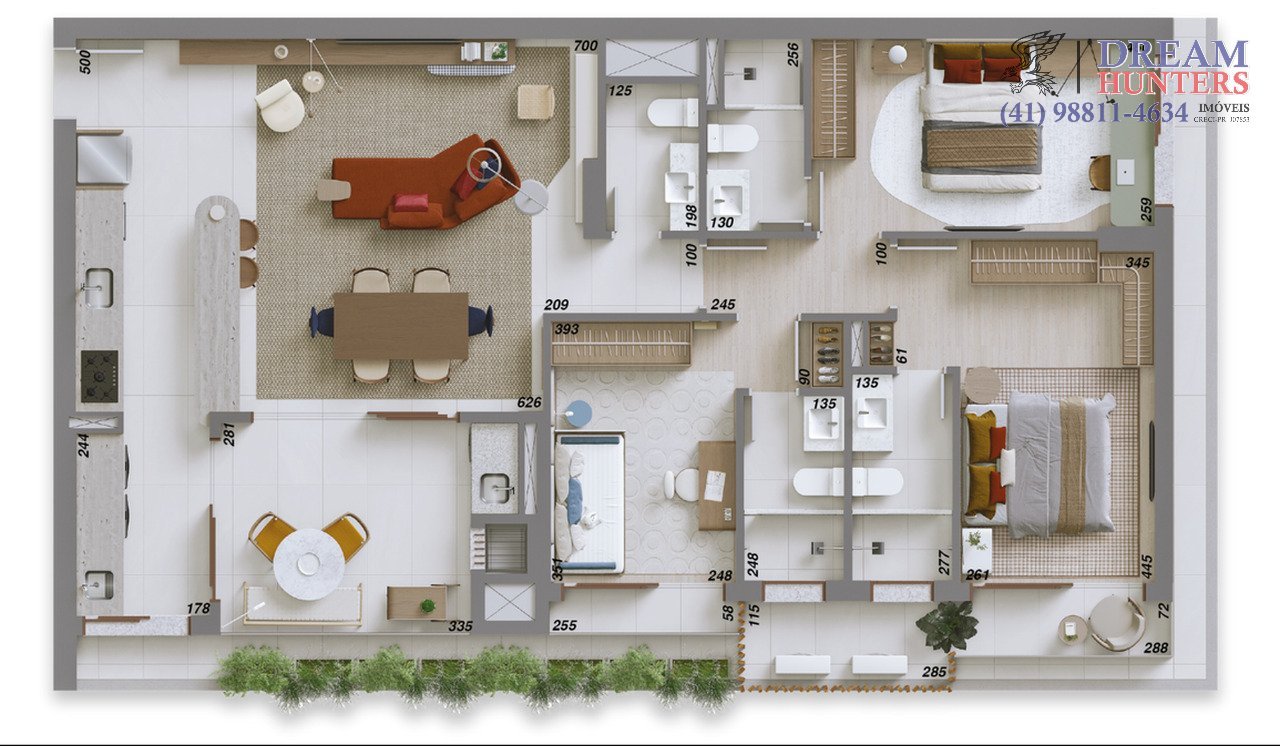 Planta 03 - 3 dorm 122,04m²
