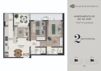 apartment em Eugênio Raulino Koerich, Campinas - São José - SC