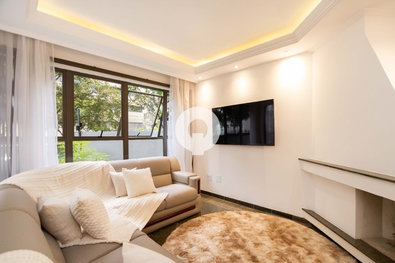 6apartamento garden ahu sala de estar sala de jantar lareira churrasqueira a carvão terraço jardim s