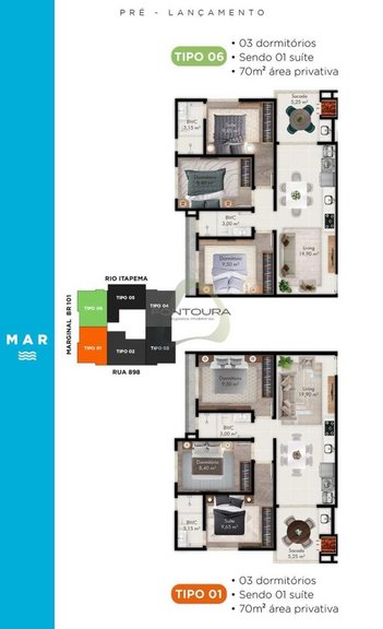 apartment em Rua 234, Meia Praia - Itapema - SC