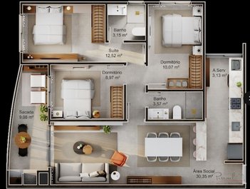 apartment em Rodovia Virgílio Várzea, Saco Grande - Florianópolis - SC