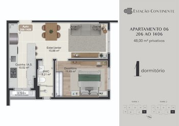 apartment em Eugênio Raulino Koerich, Campinas - São José - SC