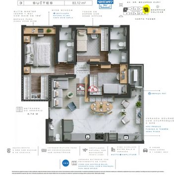 apartment em Avenida Doutor Eduardo Cury, Jardim das Colinas - São José dos Campos - SP