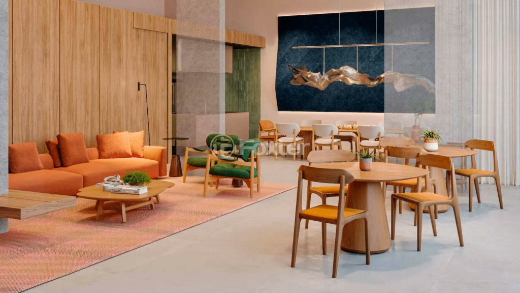 lounge-moderno-com-sofa-laranja-e-mesa-de-centro