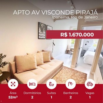apartment em Rua Visconde de Pirajá, Ipanema - Rio de Janeiro - RJ