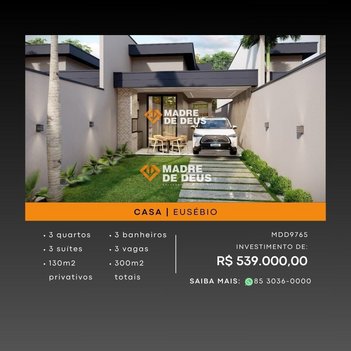 house em Rua Beira Rio, Urucunema - Eusébio - CE