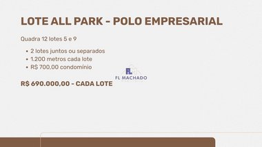 land_lot em Alameda Alcides Araújo Romão, All Park Polo Empresarial - Aparecida de Goiânia - GO
