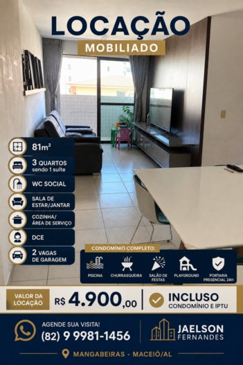 apartment em Rua Doutor Roland Simon, Jatiúca - Maceió - AL