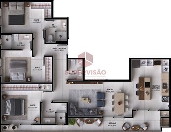 apartment em Rua dos Cardeais, Pedra Branca - Palhoça - SC