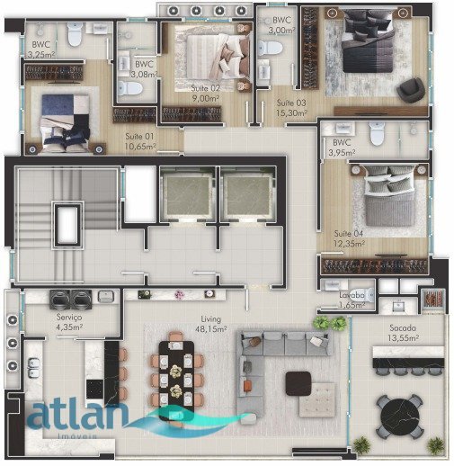 Apartamento na quadra mar a venda em Meia Praia, Itapema