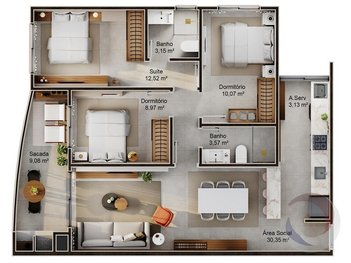apartment em Virgílio Várzea, Saco Grande - Florianópolis - SC