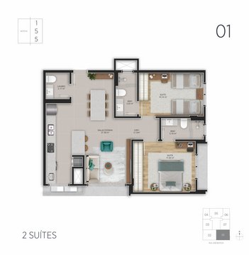 apartment em José Boiteux, Centro - Florianópolis - SC