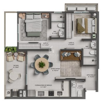 apartment em Avenida Governador Irineu Bornhausen, Palmas - Governador Celso Ramos - SC