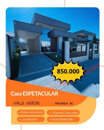 house em Rua Paysage Norte, Bela Vista - Palhoça - SC