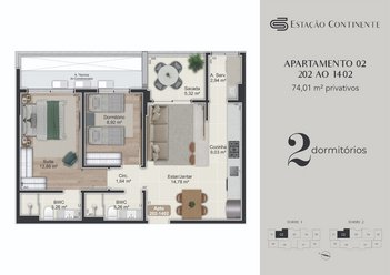 apartment em Eugênio Raulino Koerich, Campinas - São José - SC