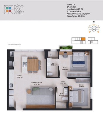 apartment em Rua da Pedra, Pedra Branca - Palhoça - SC