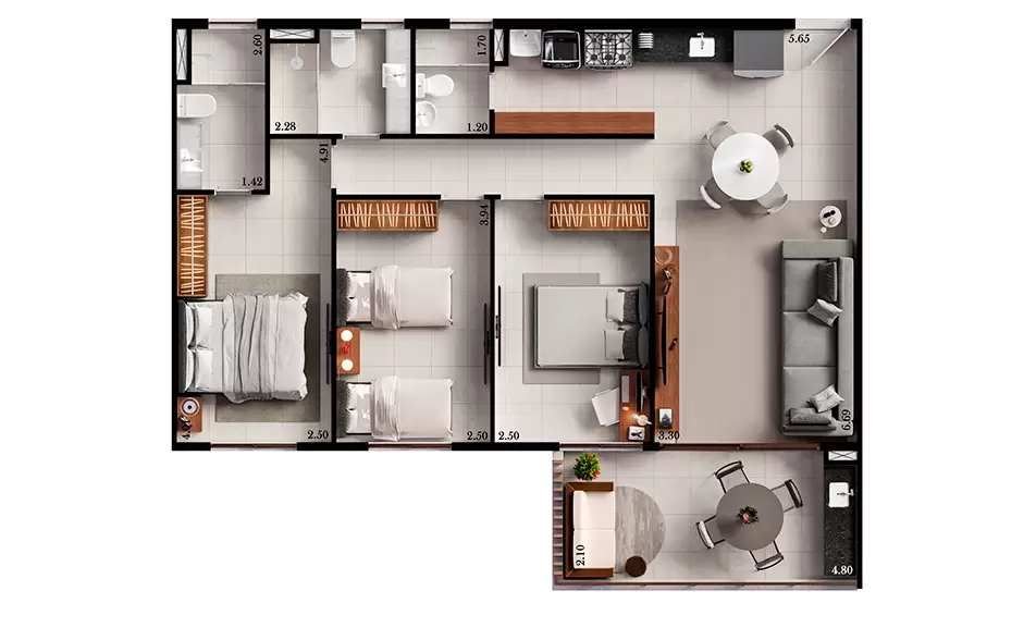 Planta do apartamento de 89,22m² | Foto_migracao | 3