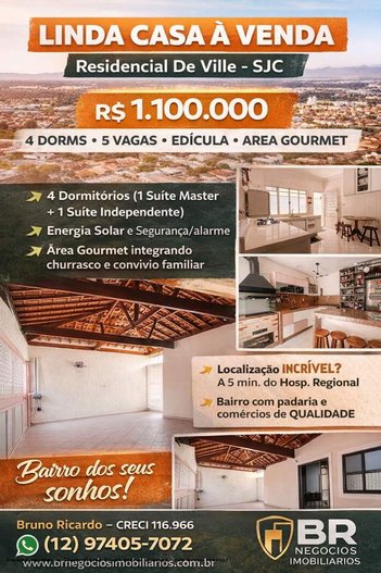 house em Rua Marcelo Cordeiro de Oliveira, Residencial de Ville - São José dos Campos - SP