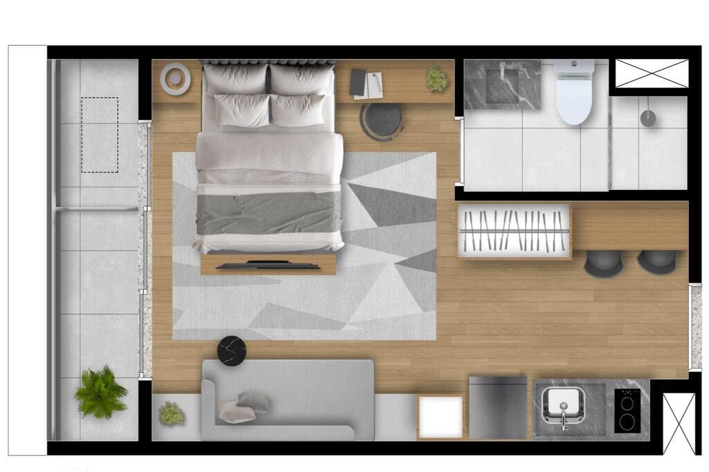 Planta 01 - 1 dorm 26m² - studio