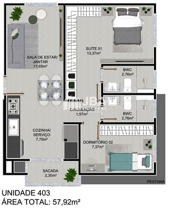 apartment em Rua Maria Bonatto Marenda, Afonso Pena - São José dos Pinhais - PR
