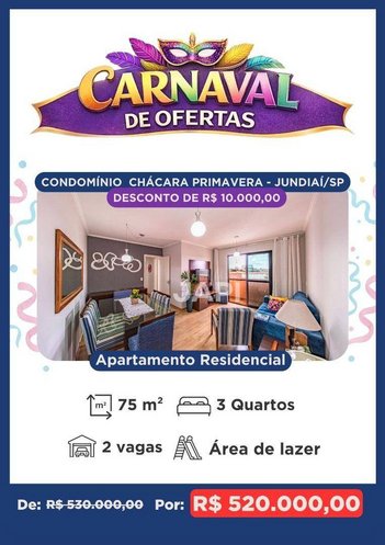 apartment em Avenida Benedicto Castilho de Andrade, Parque Residencial Eloy Chaves - Jundiaí - SP