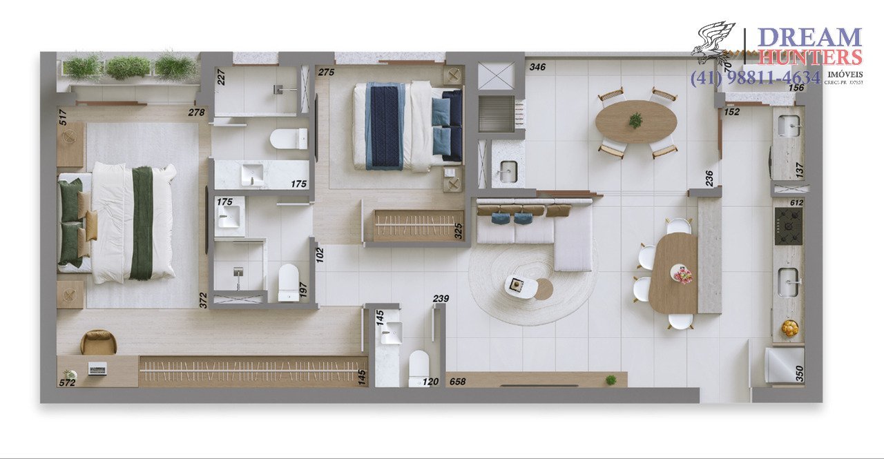 Planta 01 - 2 dorm 86,68m²