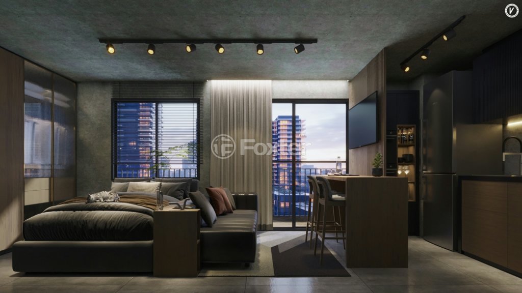 apartamento-integrado-com-sofa-cama-e-cozinha-compacta