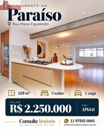 apartment em Rua Maria Figueiredo, Paraíso - São Paulo - SP