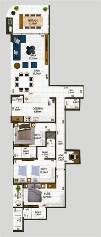 apartment em Avenida Marechal Mascarenhas de Moraes, Canto do Forte - Praia Grande - SP