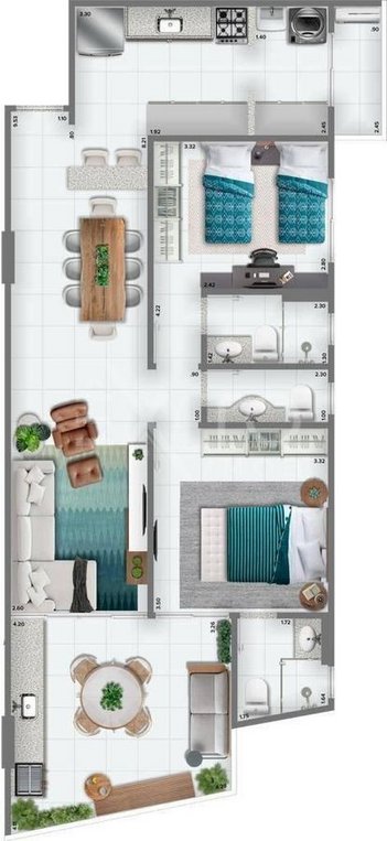 apartment em Rua Alberto Santos Doumont, Guilhermina - Praia Grande - SP