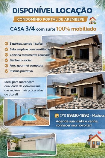 house em Alameda Pernambuco, Arembepe (Abrantes) - Camaçari - BA