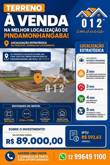 land_lot em Avenida Francisco Carlos de Oliveira, Loteamento Residencial e Comercial Araguaia - Pindamonhangaba - SP
