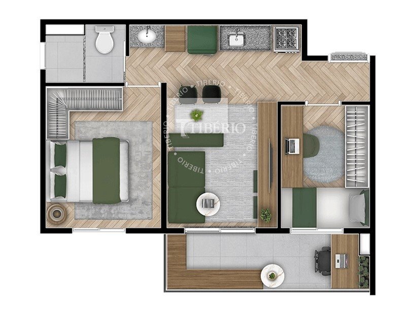 Planta 04 - 2 dorm 42 02m²