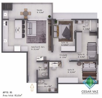 apartment em Rua Vereador Antônio Fagundes, Rio Caveiras - Biguaçu - SC