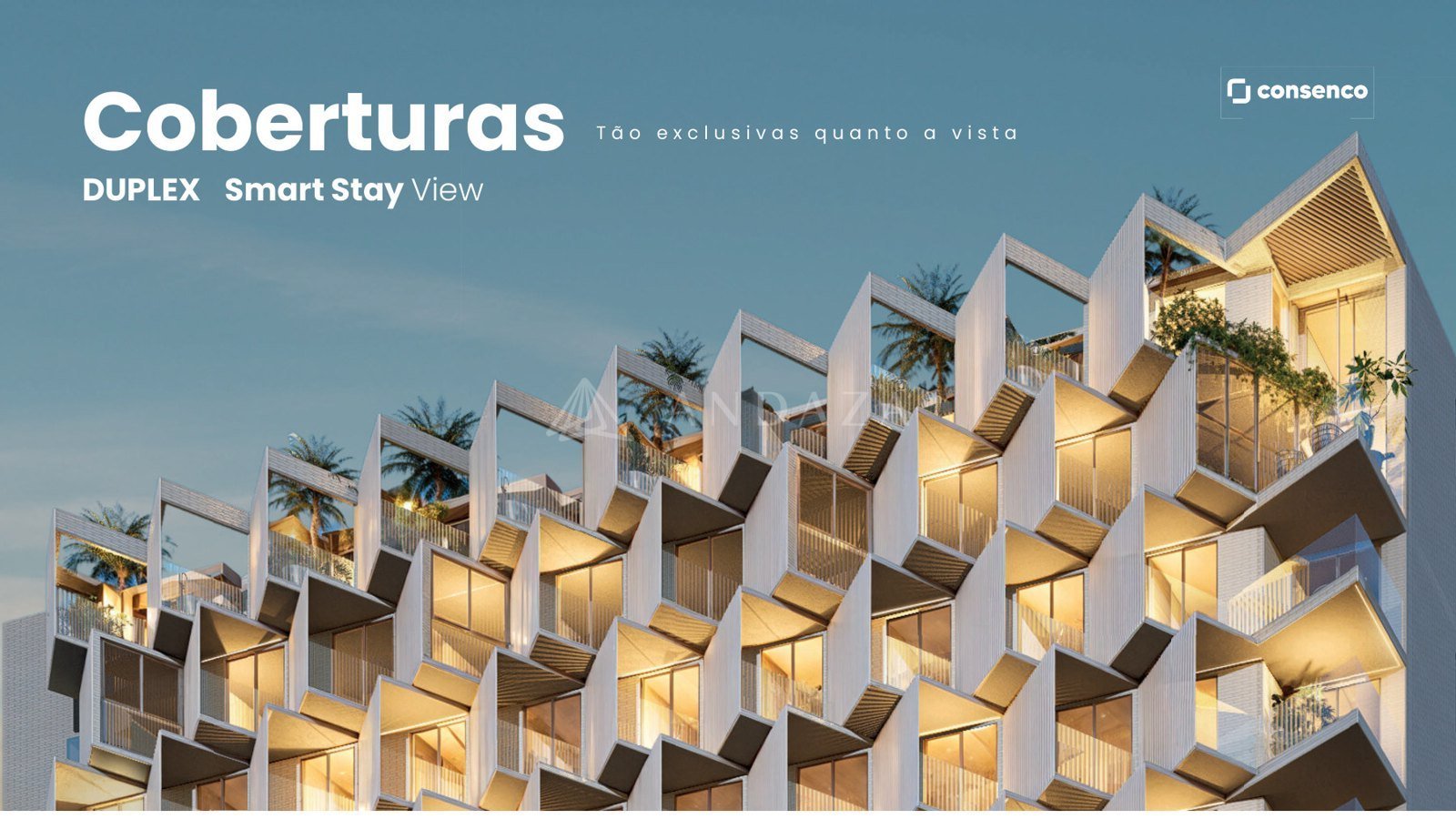 Fachada das coberturas duplex - perspectiva ilustrada