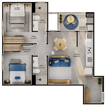 apartment em Natalina Machado, Saco Grande - Florianópolis - SC